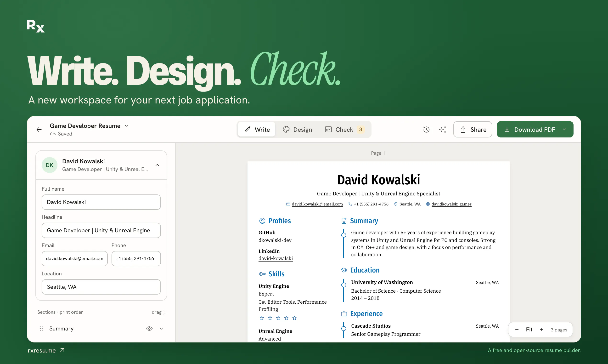 Reactive Resume v6 screenshot 1