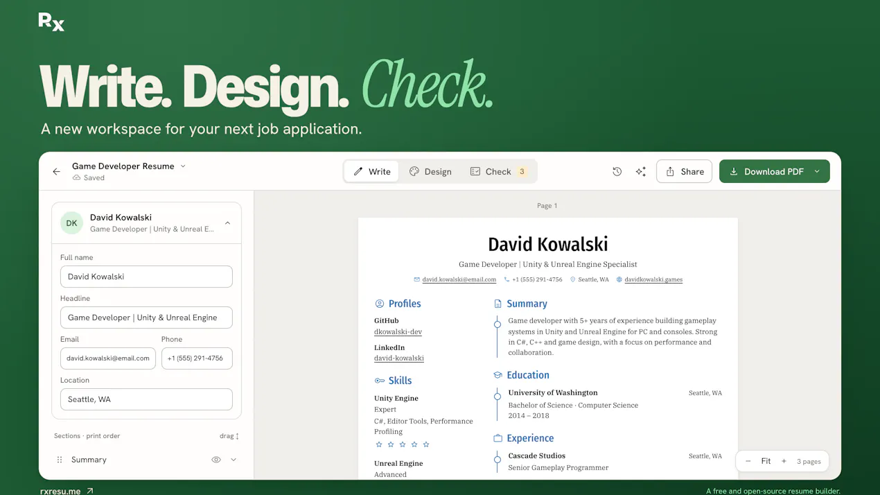 Reactive Resume v6 product