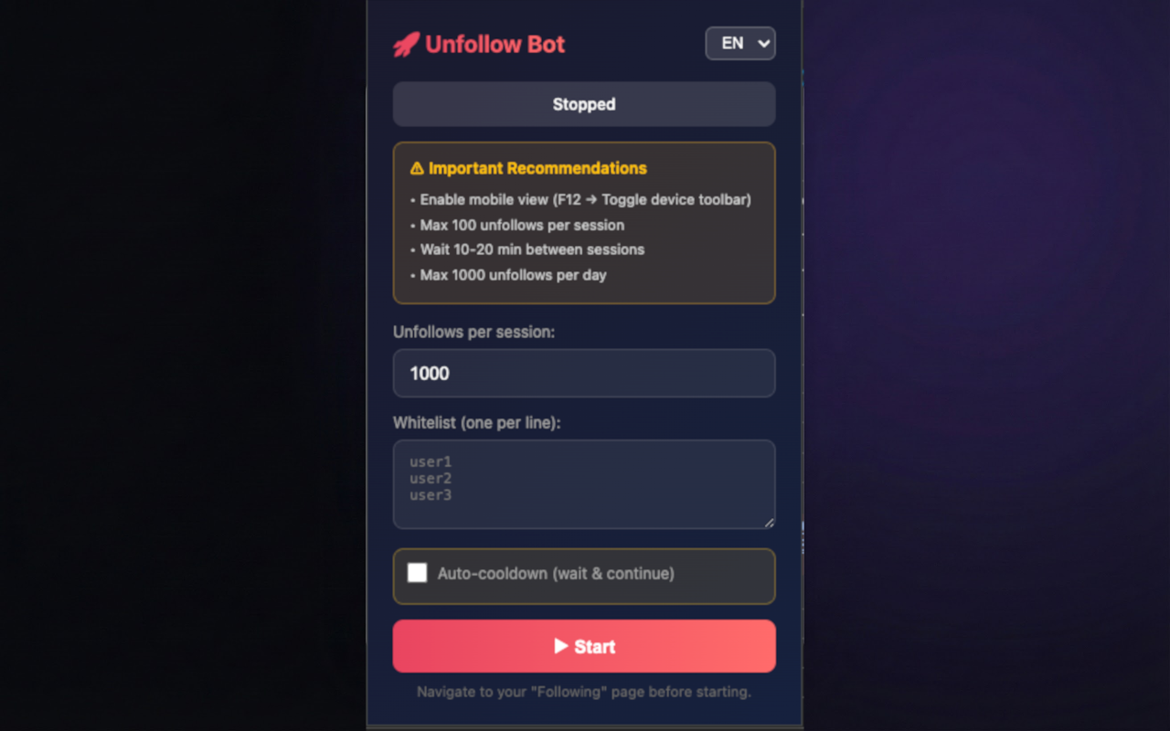 UnfollowUsers - Screenshot 2 showing product features and functionality