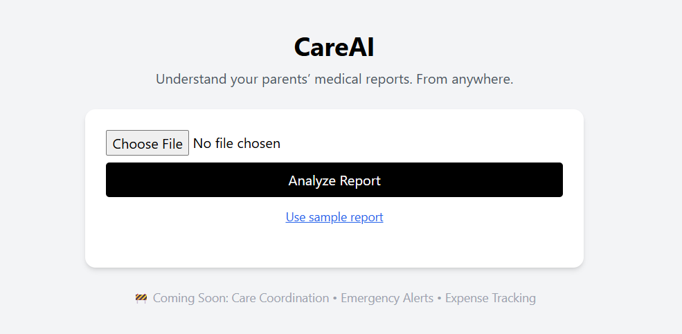 CareAI - Main product screenshot demonstrating key features and user interface