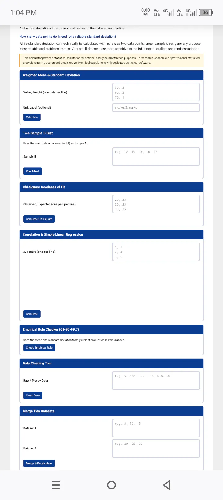 Standard Deviation Calculator screenshot