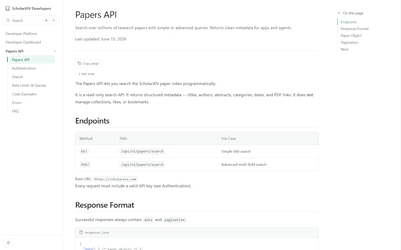 ScholarXIV Papers API screenshot 6