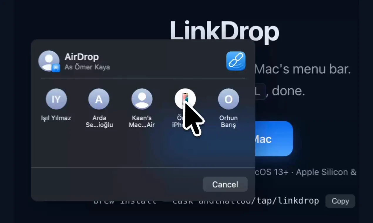 LinkDrop — AirDrop links from your Mac gallery image