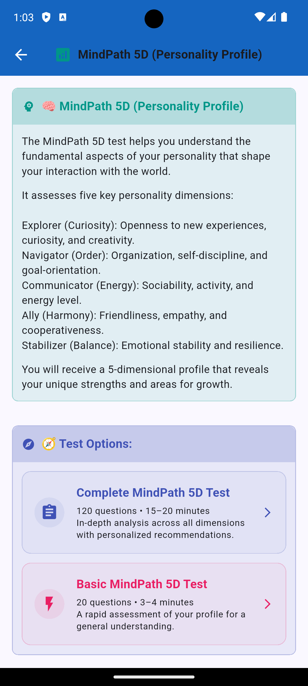 Personality Compass - Screenshot 4 showing product features and functionality