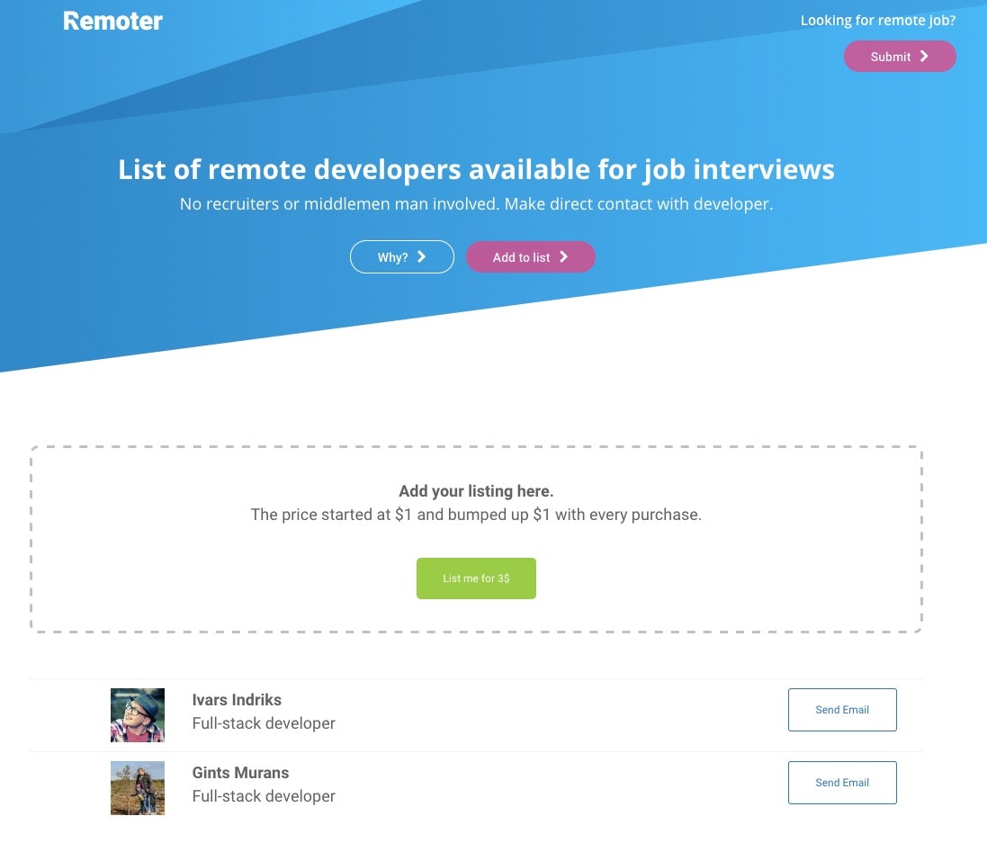 List of remote developers and designers gallery image