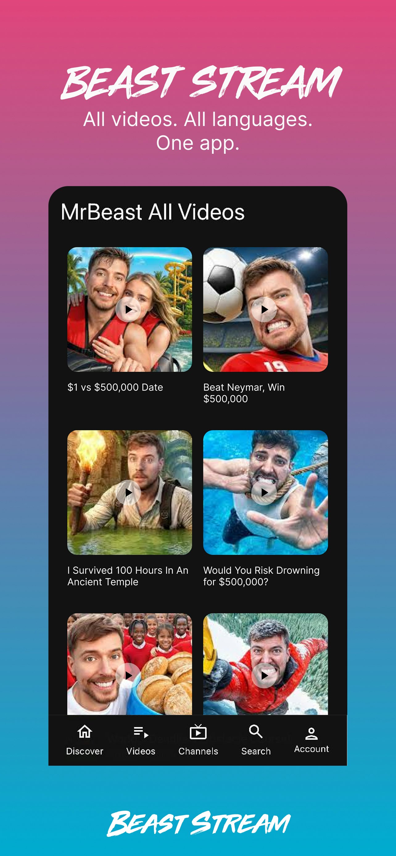 Média MrbeasStream par CreatorStream.tv - Toutes les vidéos MRBEAST dans chaque langue 1