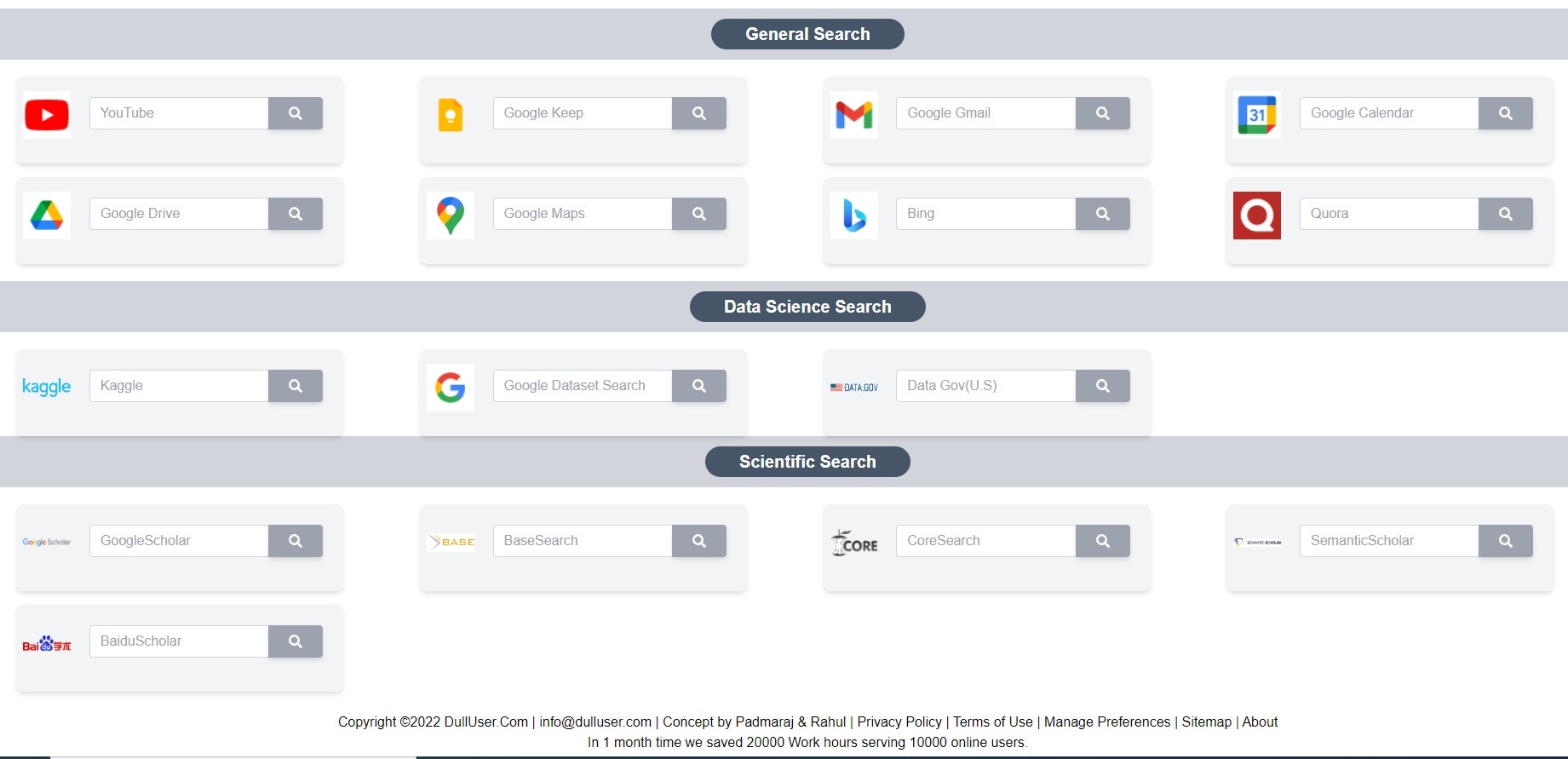 DullUser.com - One page search tool gallery image