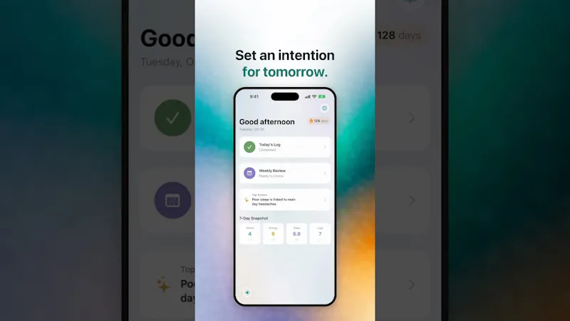 Cadence: Symptom Journal screenshot 1 (video preview)