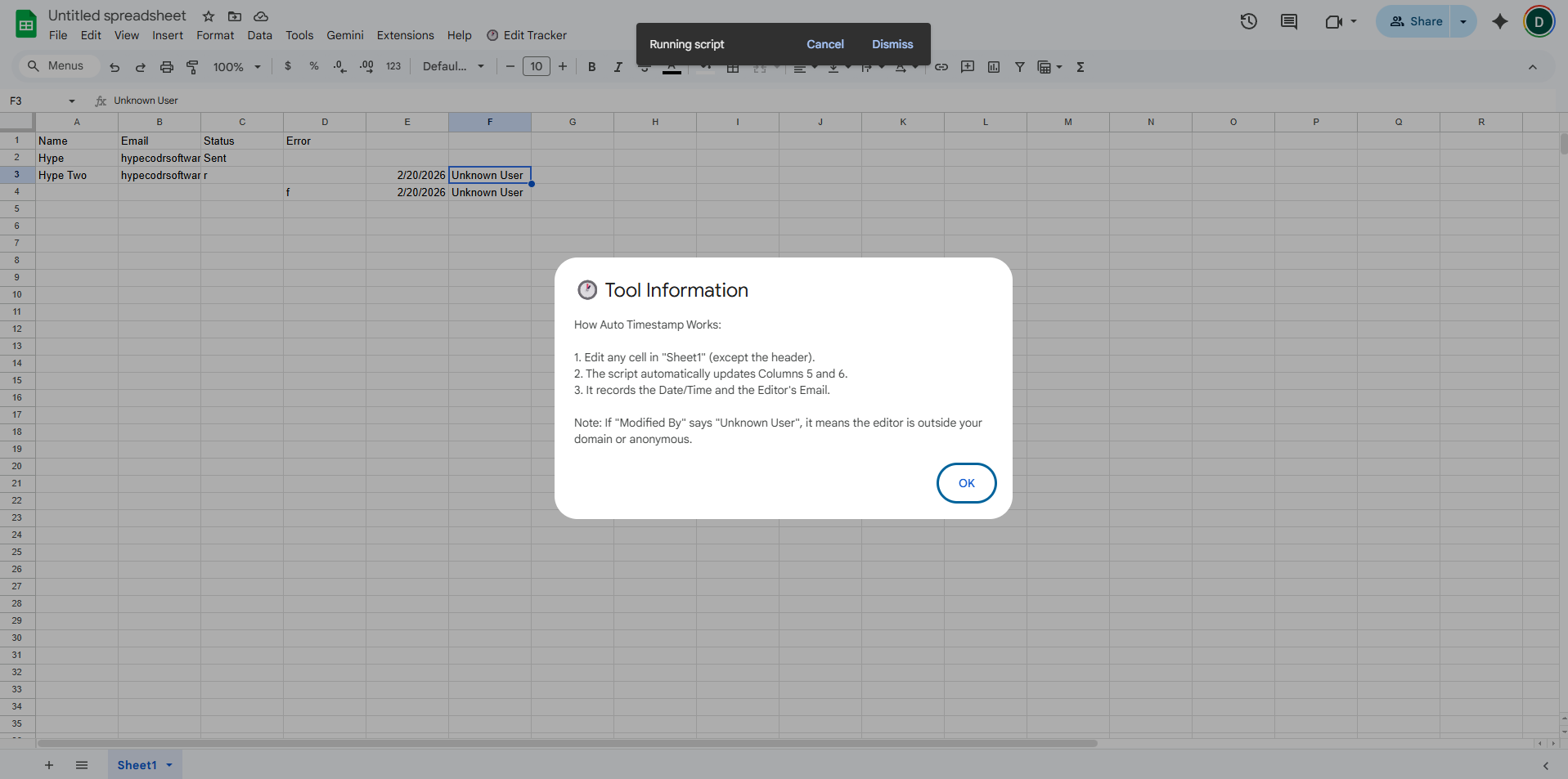 Google Sheets Edit Tracker - Screenshot 2 showing product features and functionality