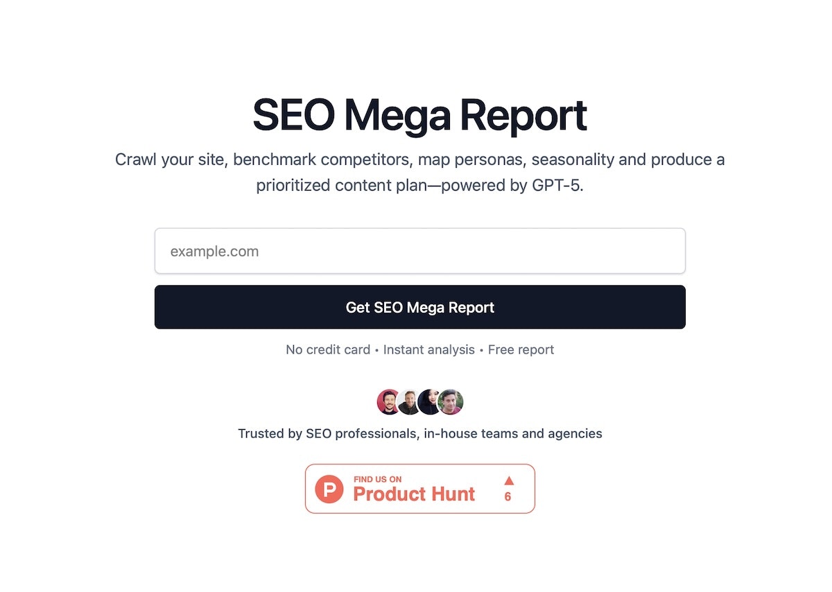 SEO Mega Report - GPT-5 all-in-one SEO report for Google & ChatGPT media 1