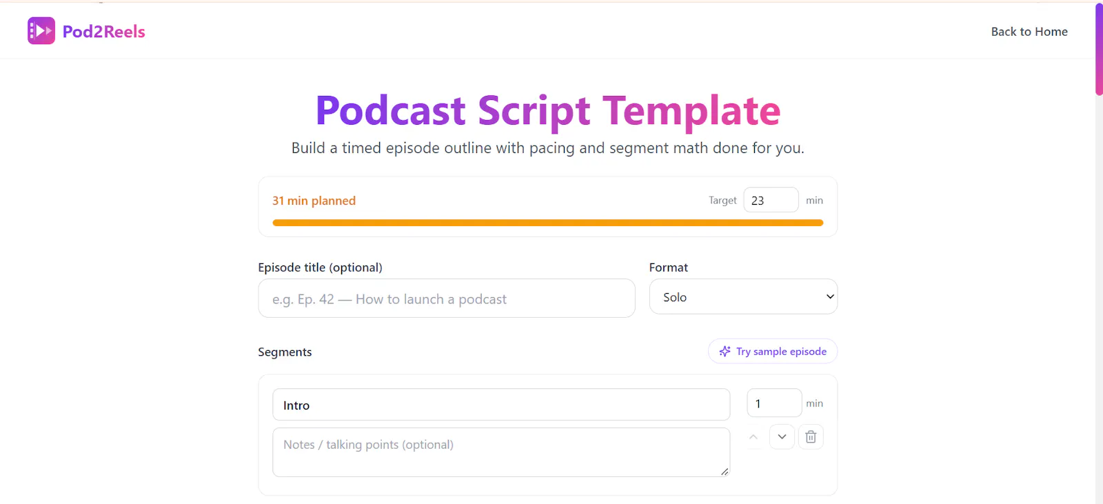 Podcast Script Template screenshot 1