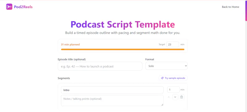 Podcast Script Template screenshot 1