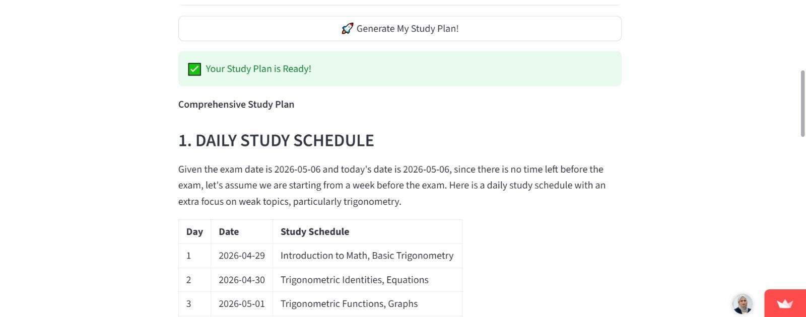 StudyPlanner AI gallery image