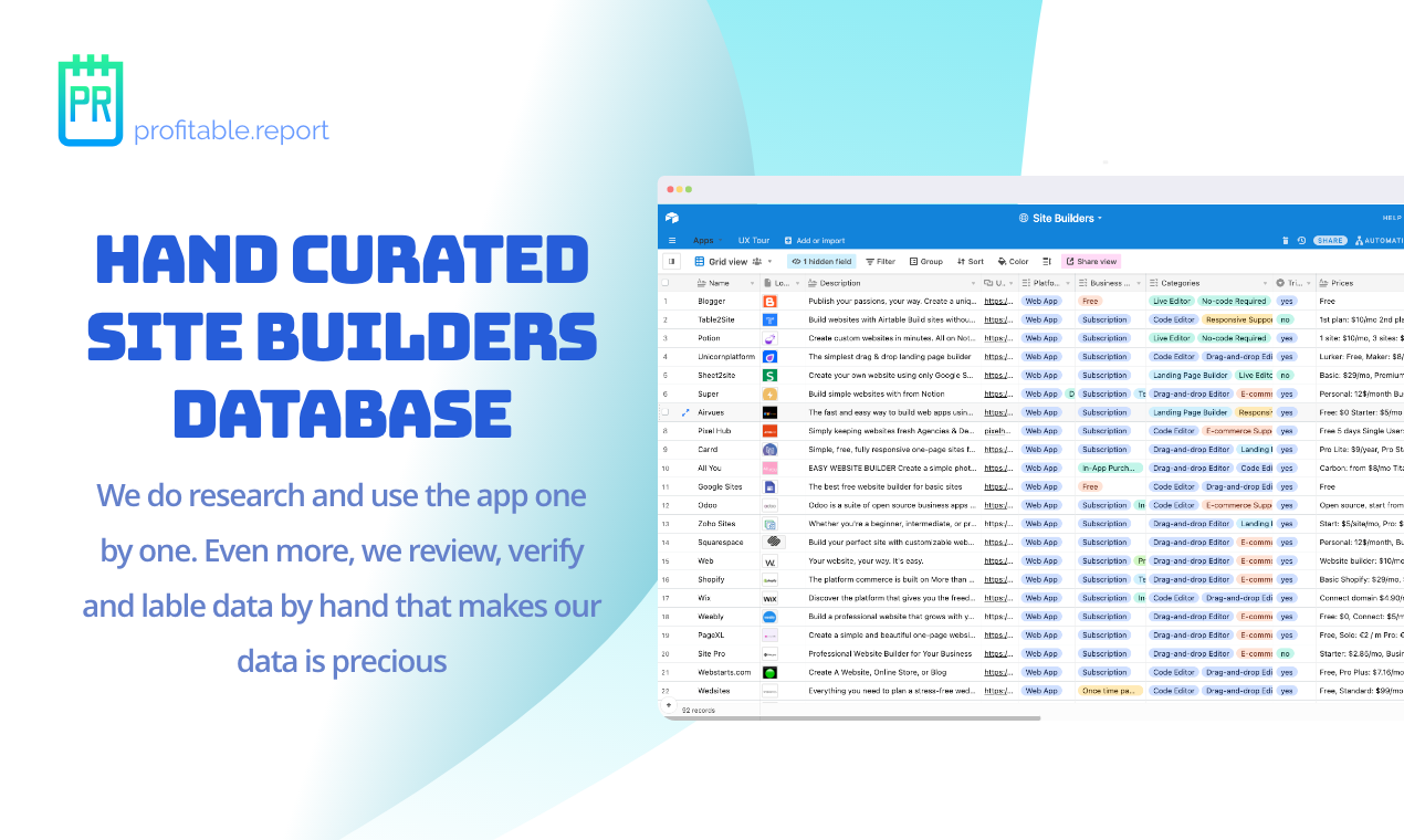 Profitable Site Builder Data & Report gallery image