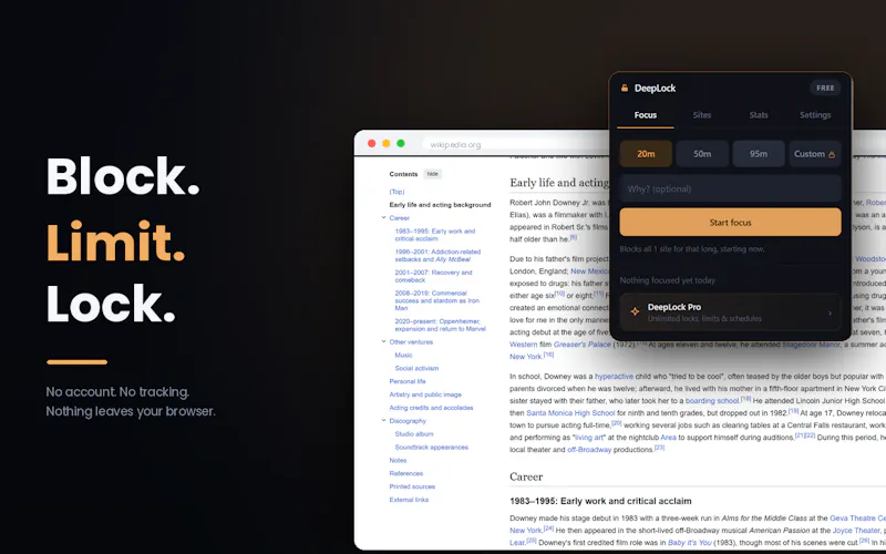 DeepLock – Website Blocker & Focus Mode screenshot 1