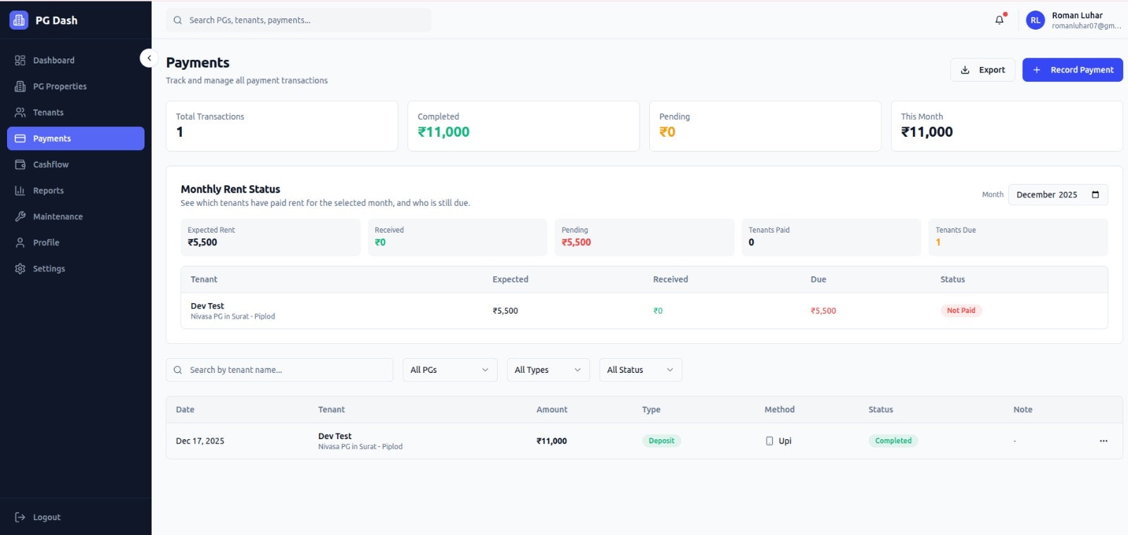 PG Dash - Screenshot 5 showing product features and functionality