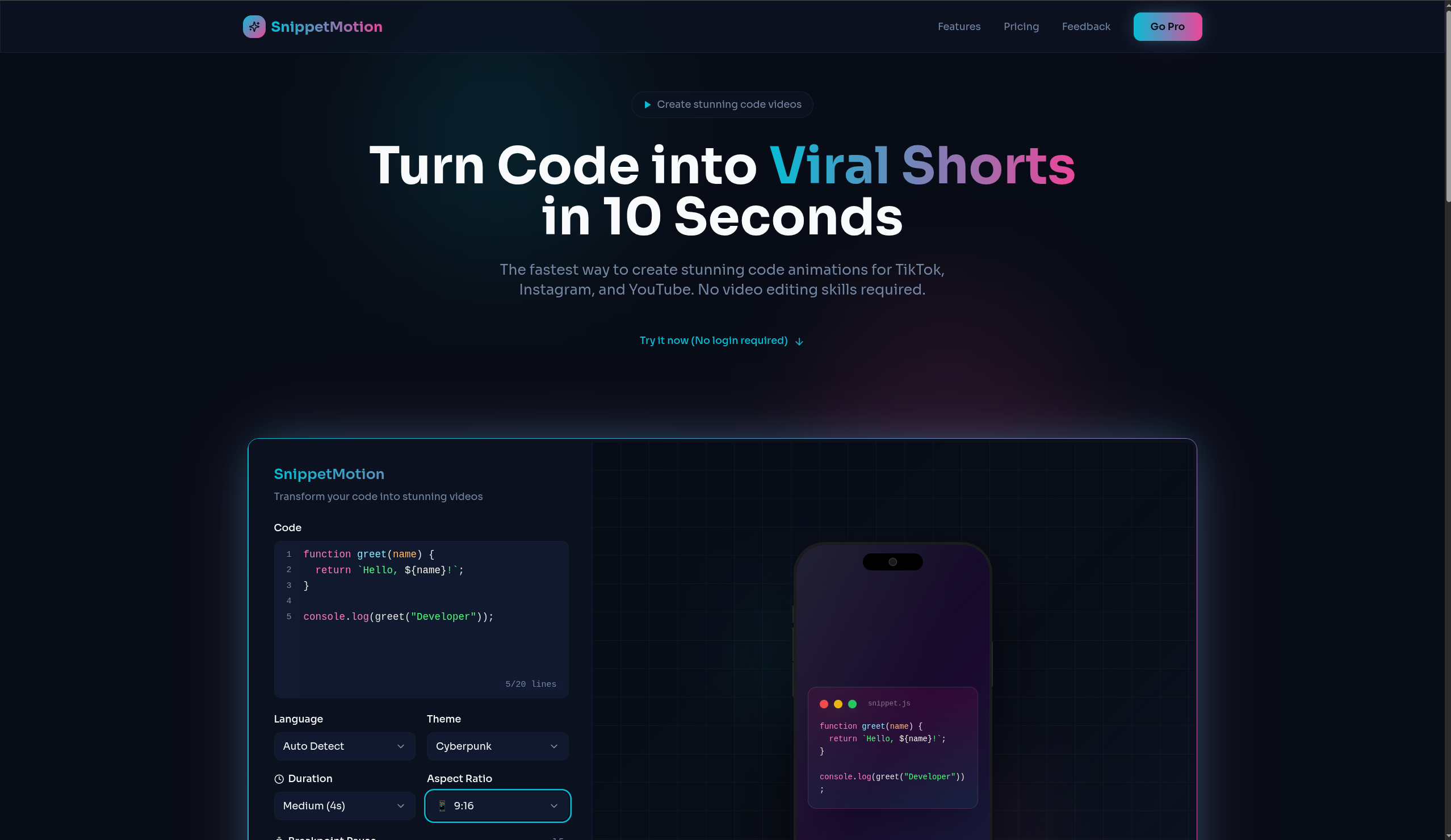SnippetMotion - Main product screenshot demonstrating key features and user interface