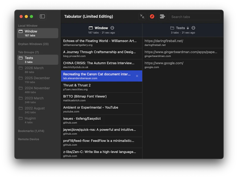 Tabulator screenshot 3