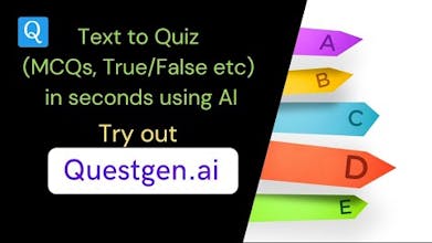 A screenshot of the Questgen AI tool interface, showing various quiz options and question types.