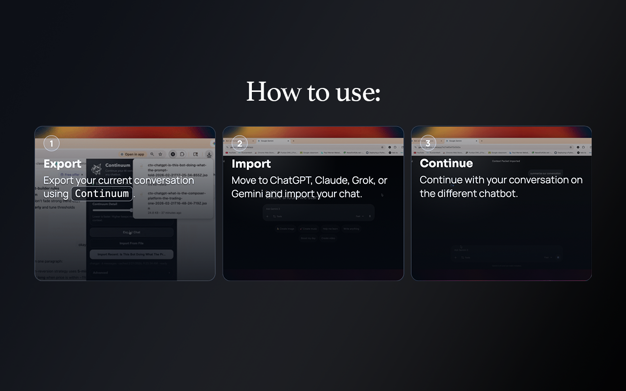 Continuum: Export and Import AI Chats gallery image