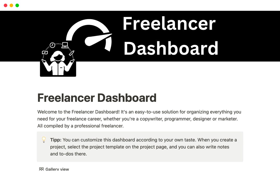 Freelancer Dashboard for Notion media 1