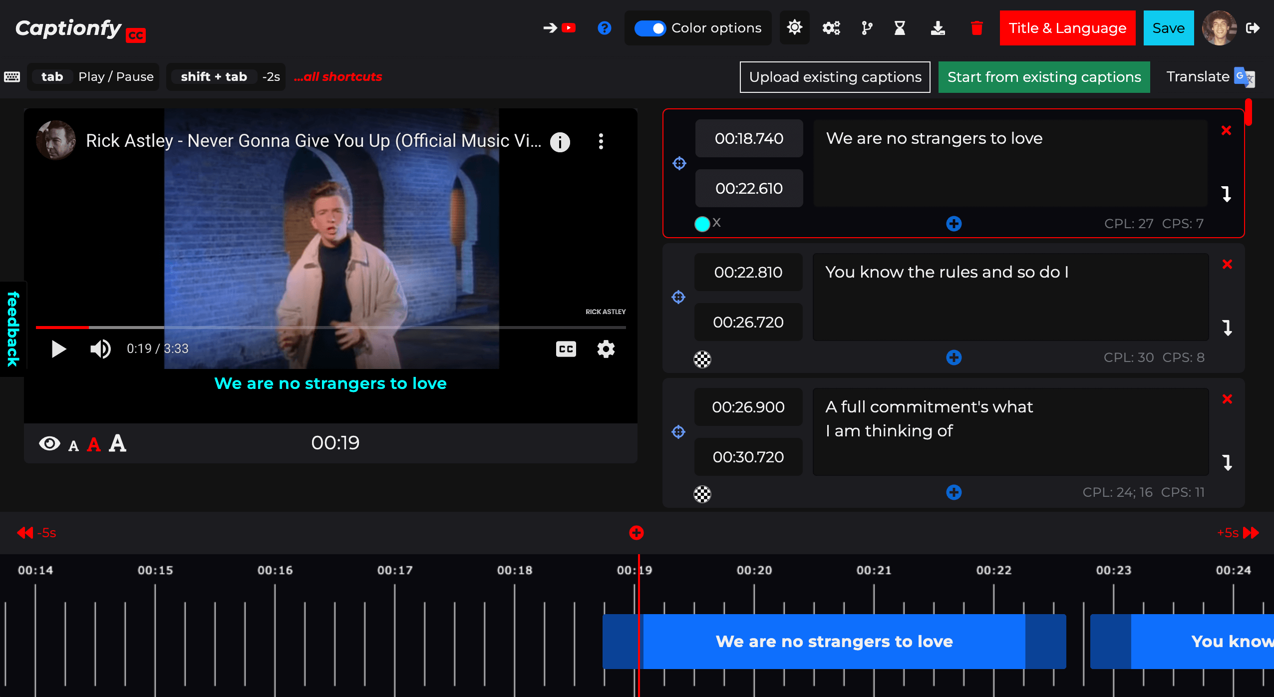 Didascalia 2.0 |Editor di sottotitoli YouTube media 4