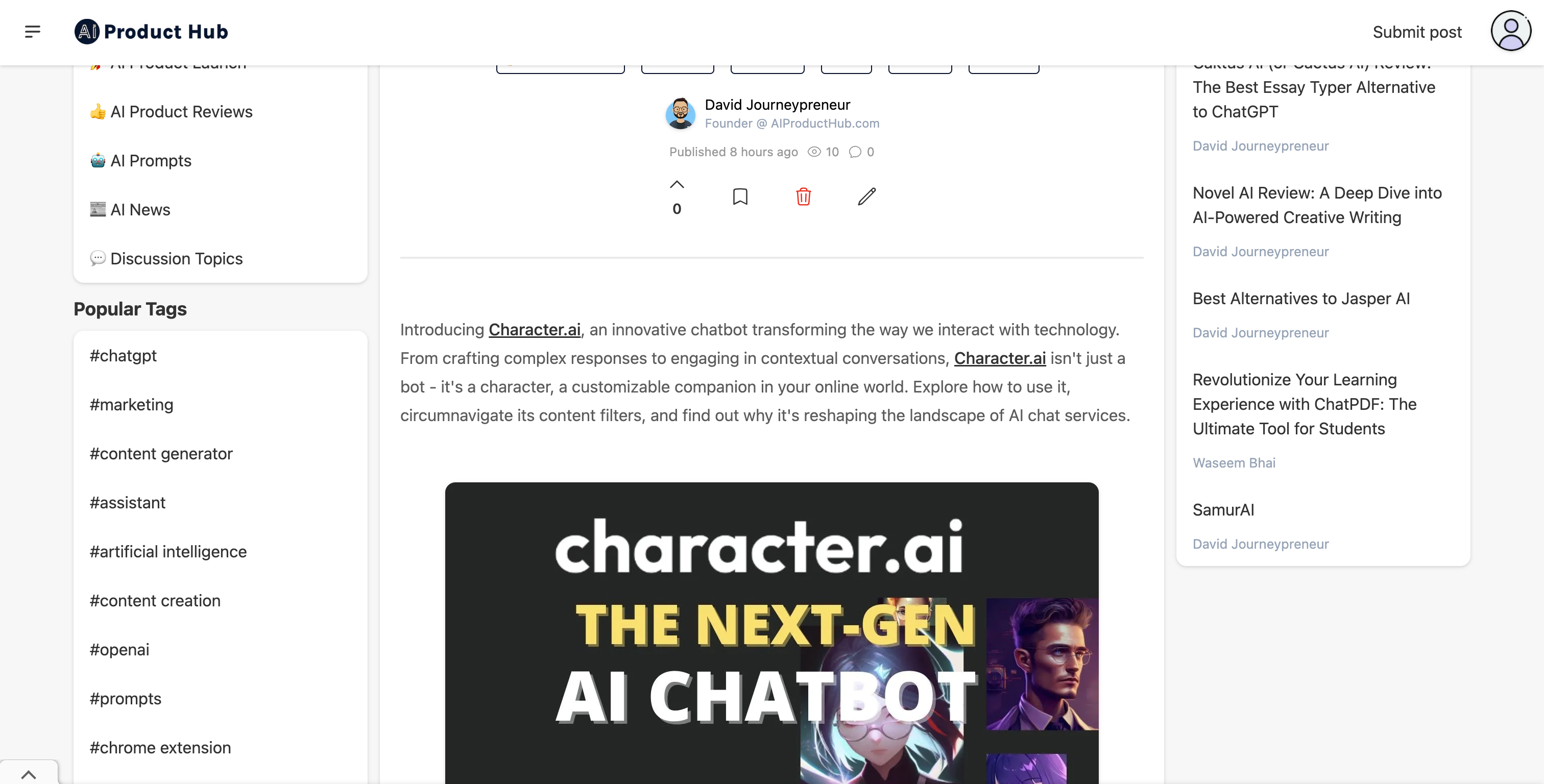 Média Centre de produit AI - Le hub pour découvrir le produit IA nouveau et examiné 2