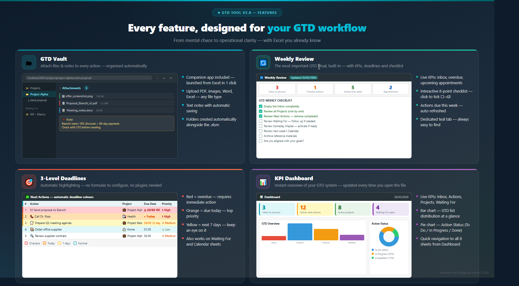 GTD Tool for Excel — Full System - Vault gallery image