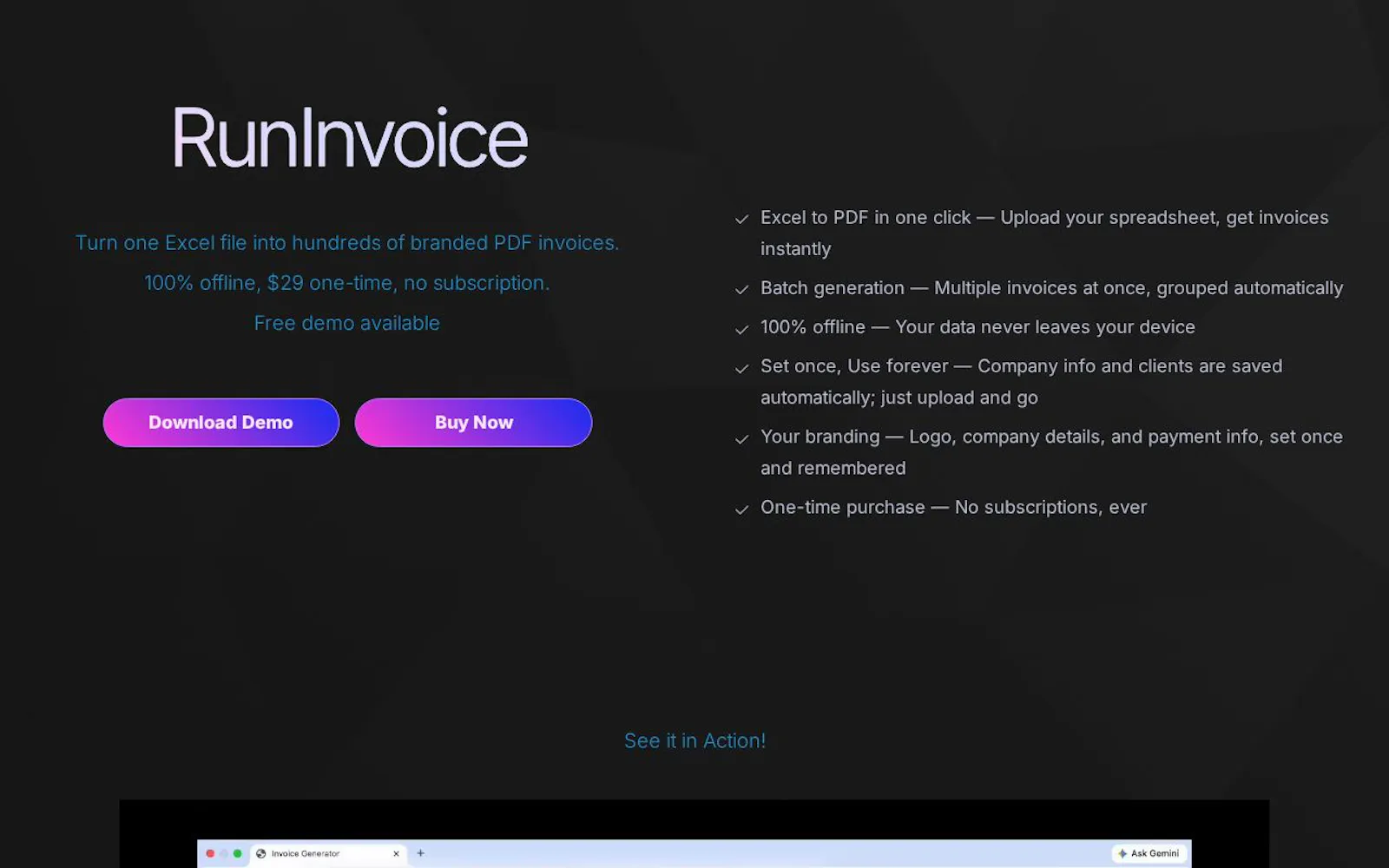 RunInvoice screenshot 2