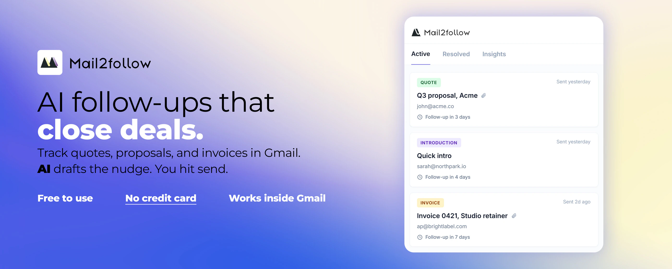 Mail2Follow screenshot 1