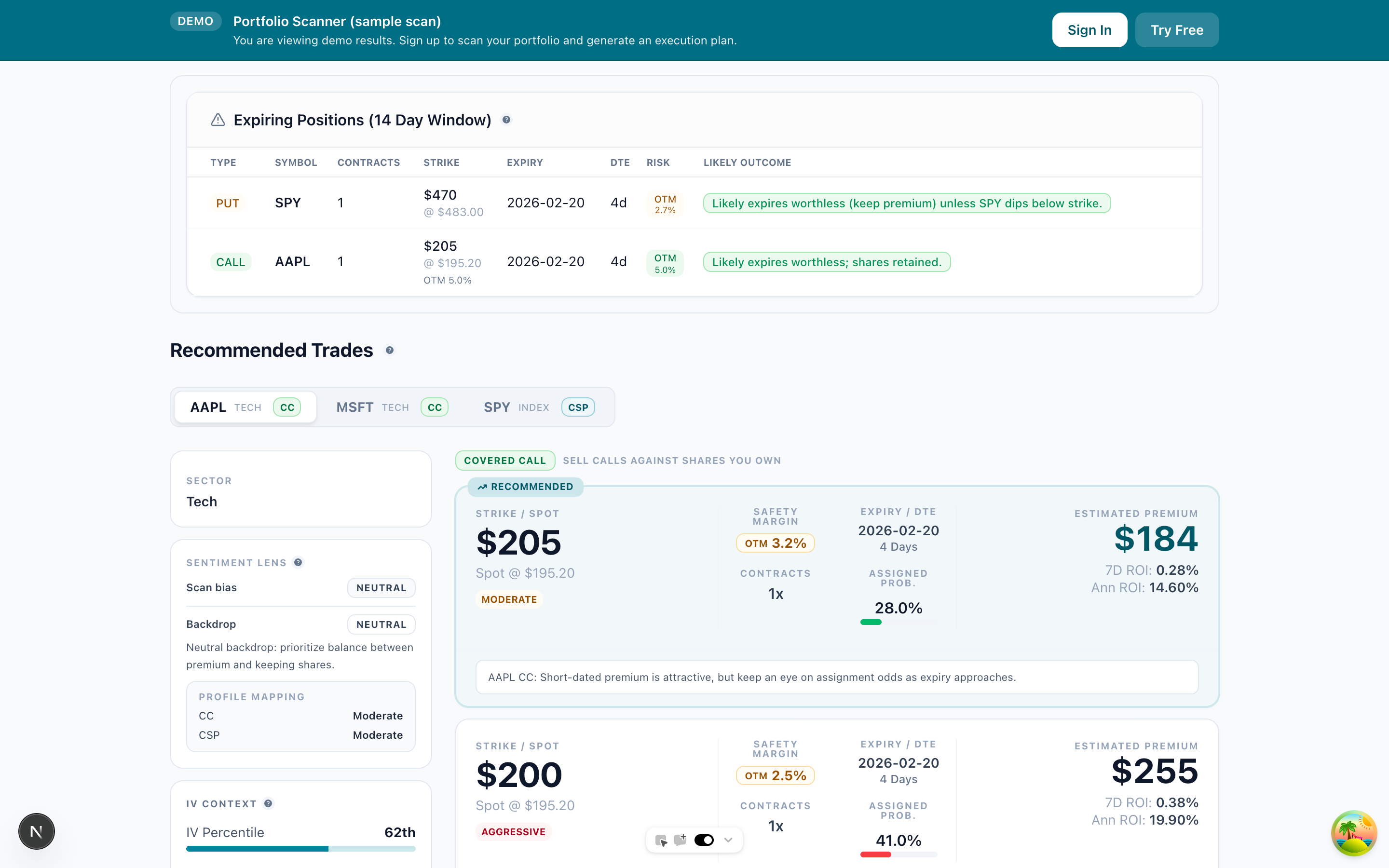 Days to Expiry — Option Selling Analyzer - Main product screenshot demonstrating key features and user interface