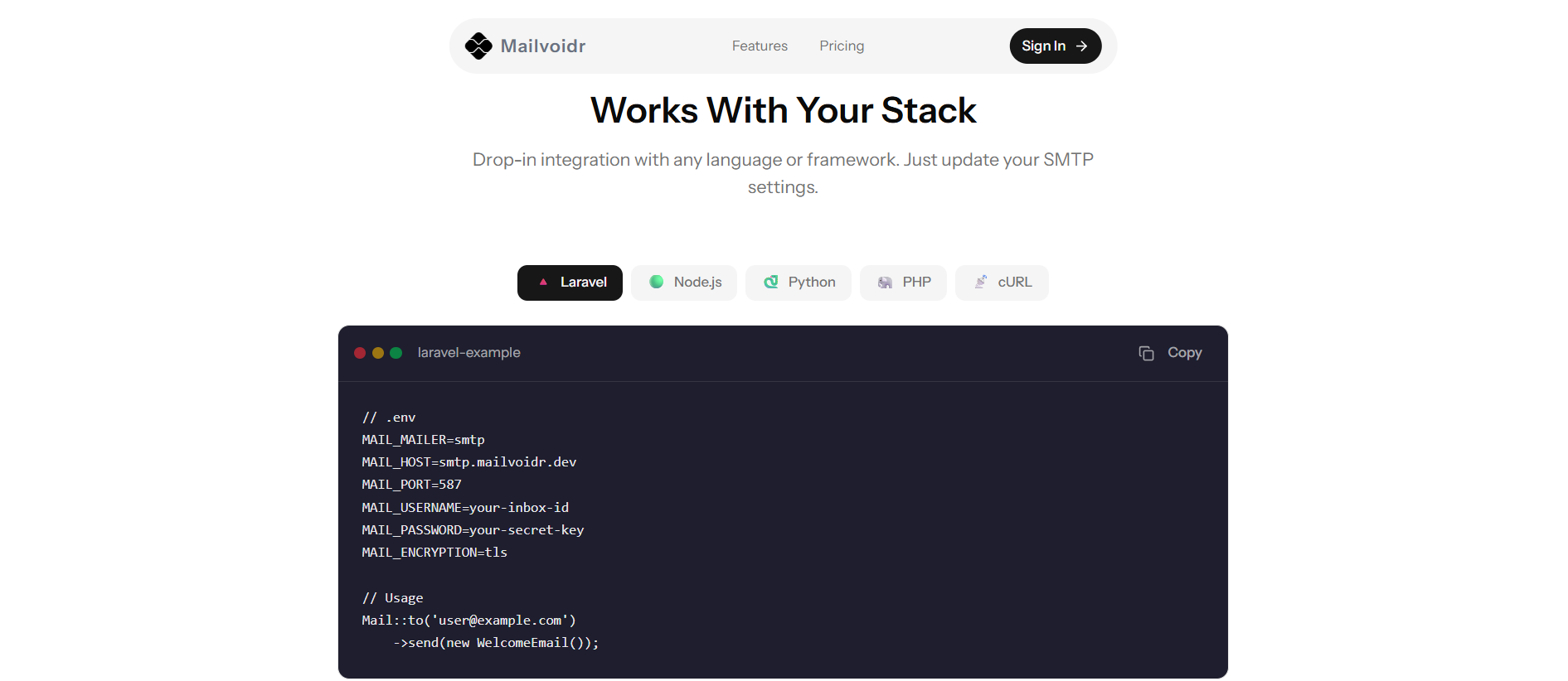 Mailvoidr - Main product screenshot demonstrating key features and user interface