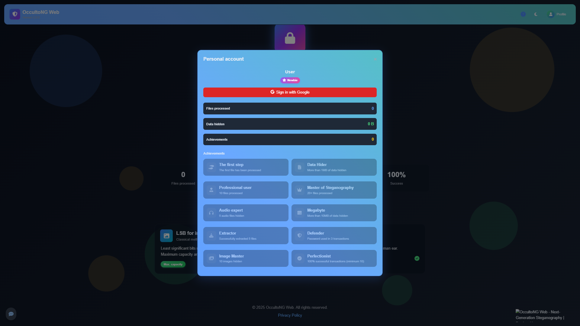 OccultoNG Web screenshot 2