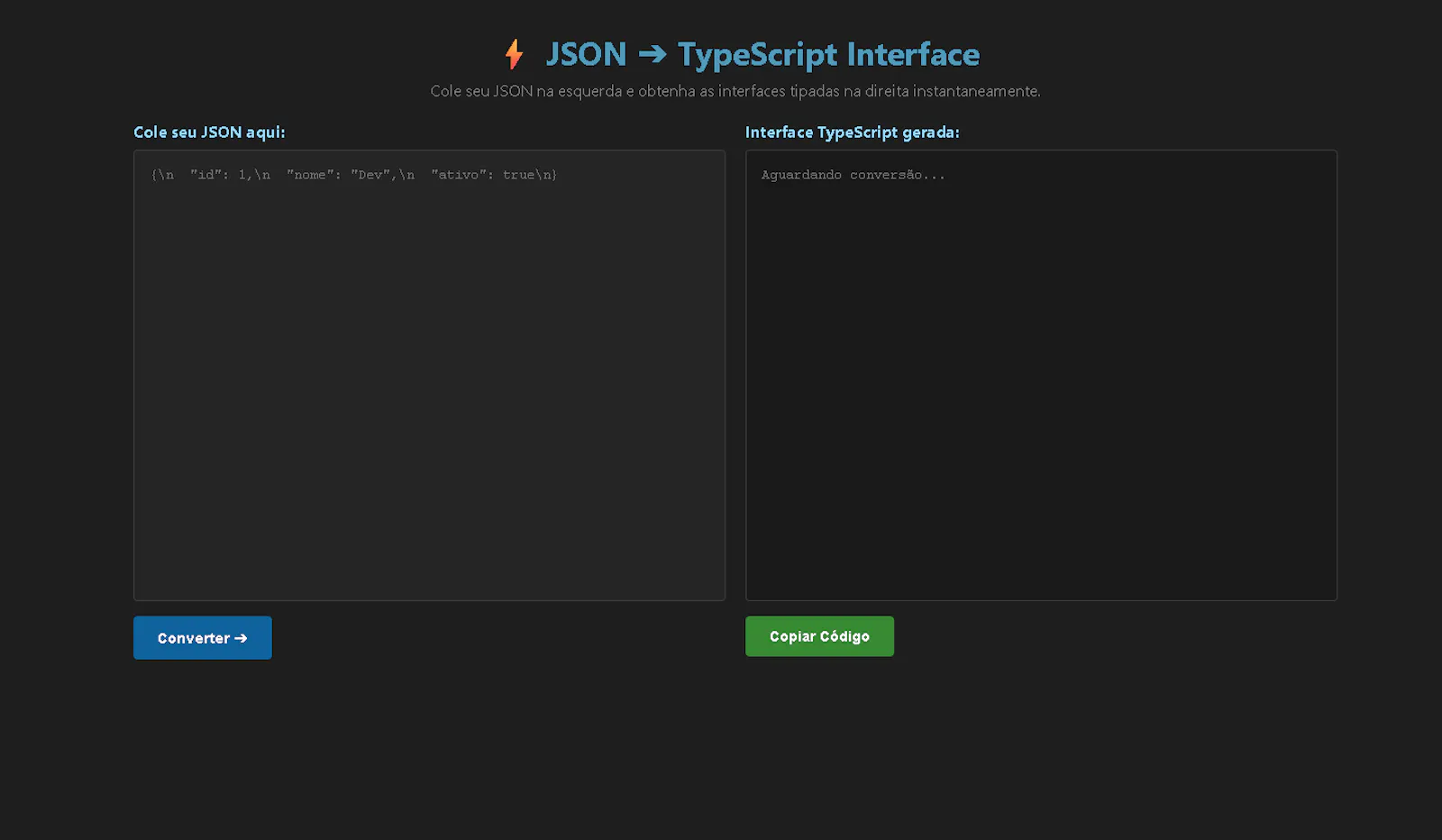JSON to TypeScript Interface Converter screenshot 1
