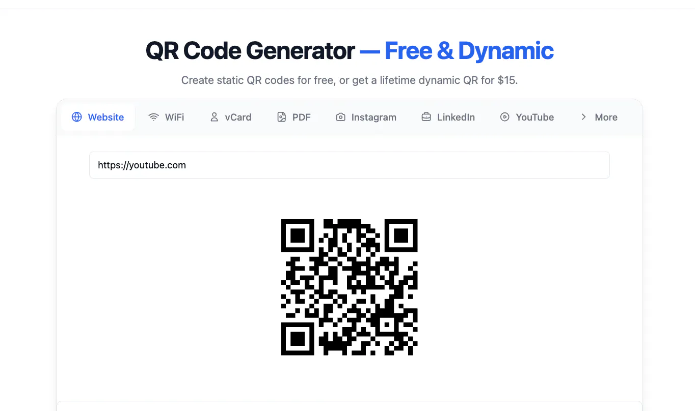 OwnQR - Free QR Code Generator 제품 배너