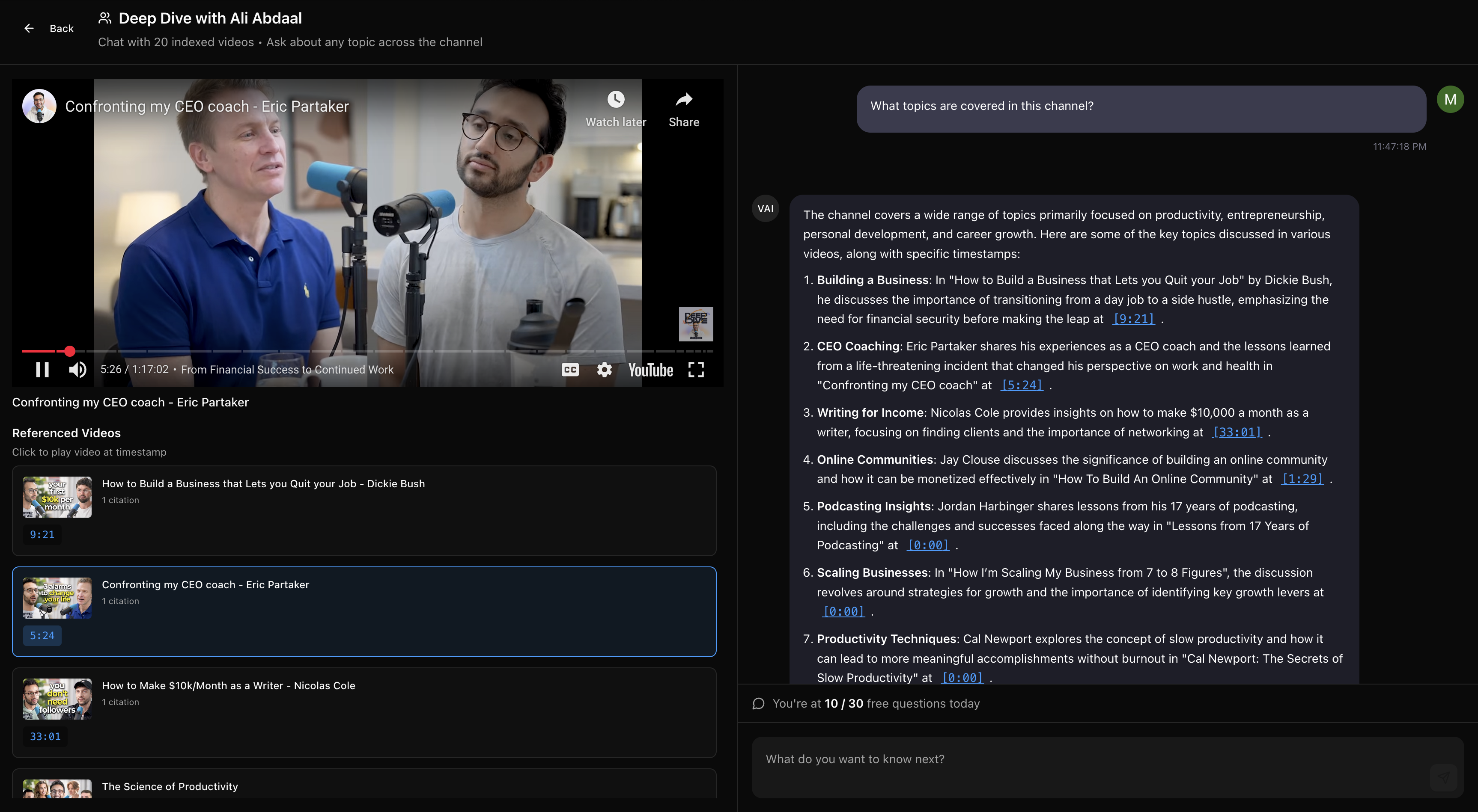 Vidsift - Chat met elke YouTube -video, plak een link, vraag, krijg antwoorden media 4