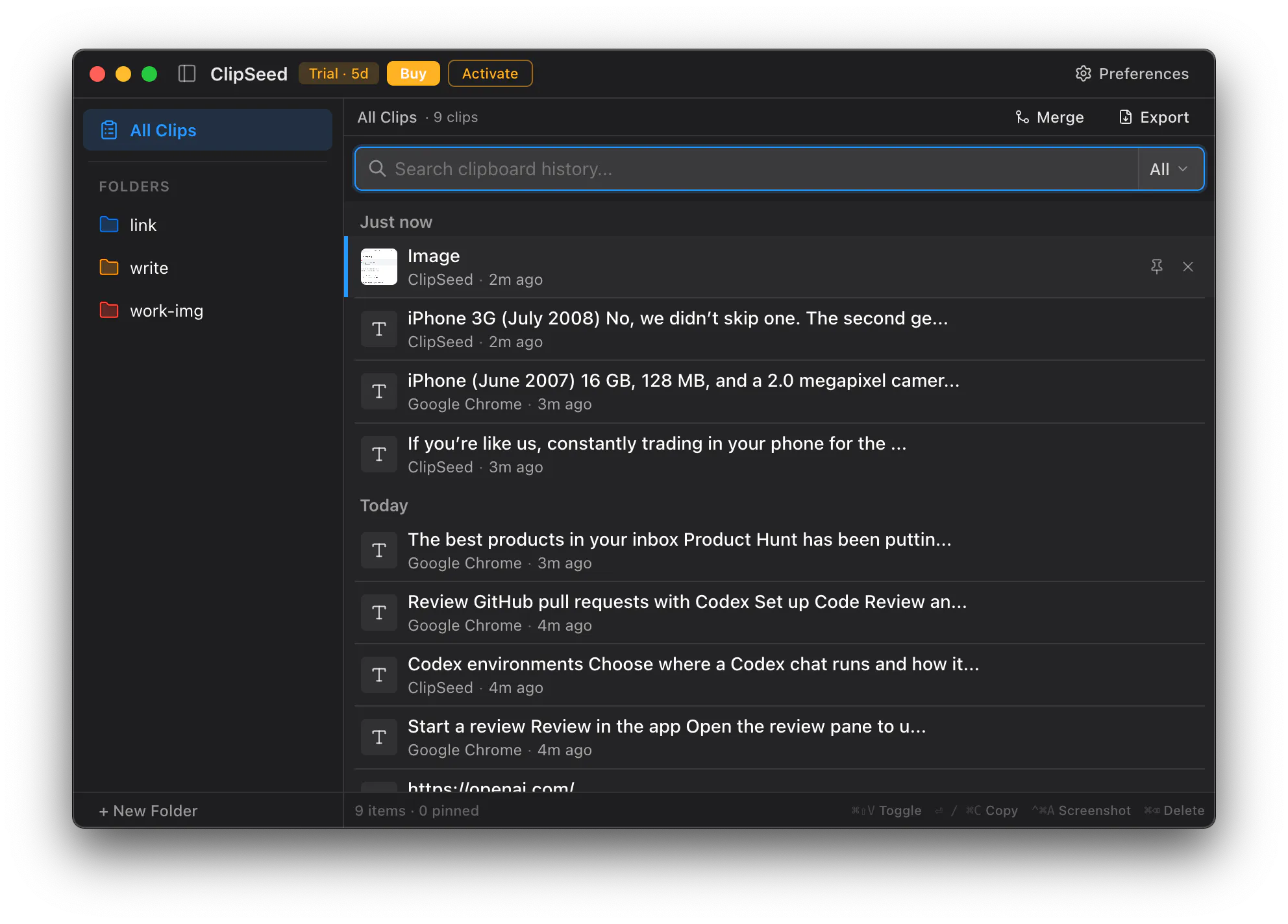 ClipSeed screenshot