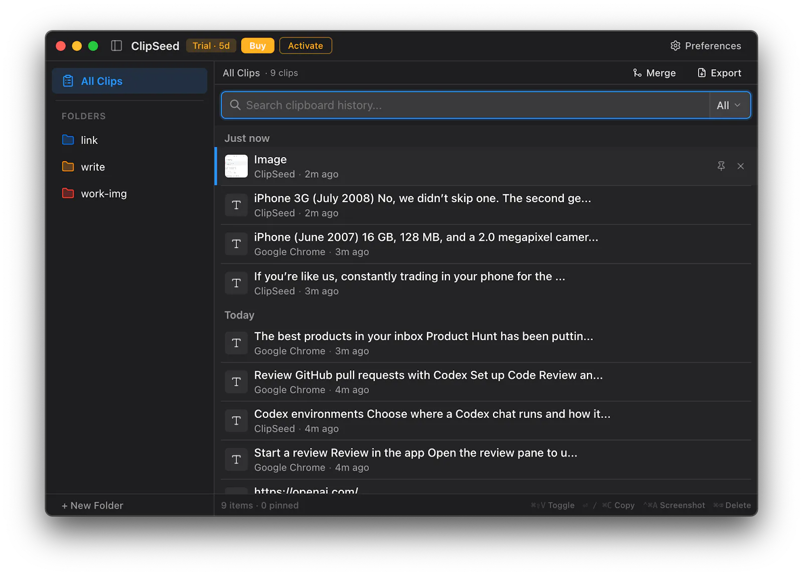 ClipSeed screenshot 2