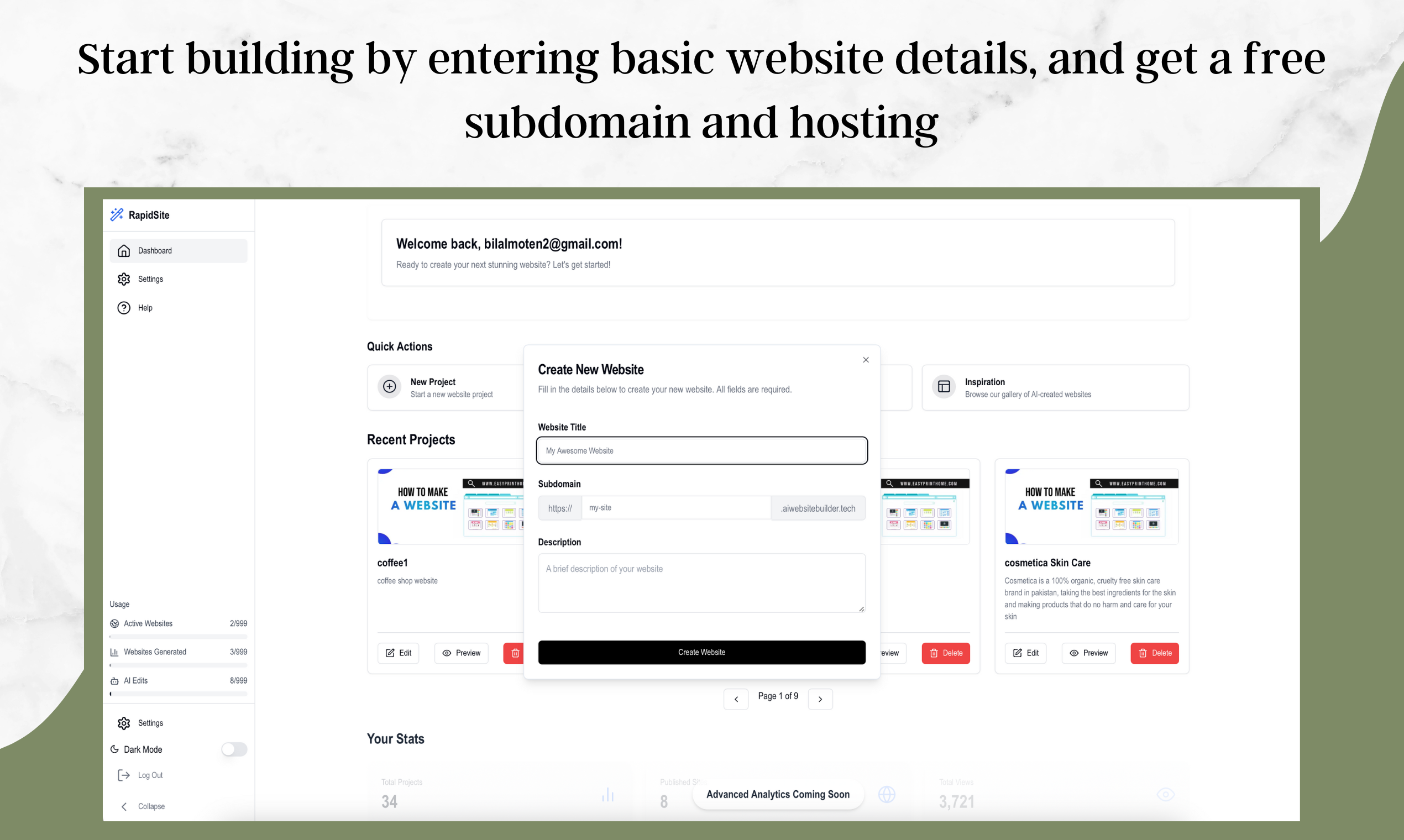 Media Rapidsite - Laman web anda, dibina oleh AI dalam beberapa minit 1