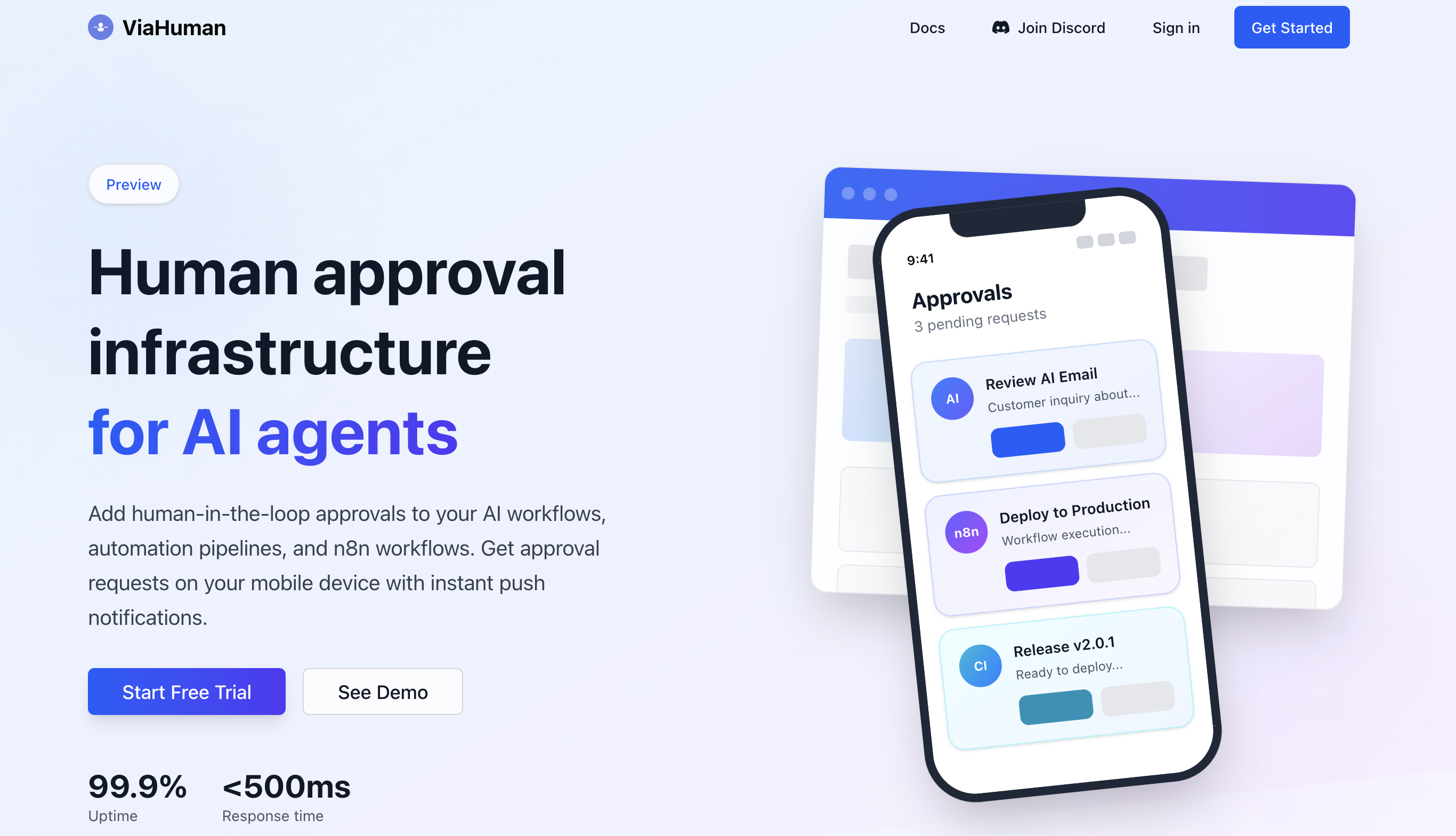 ViaHuman - Main product screenshot demonstrating key features and user interface