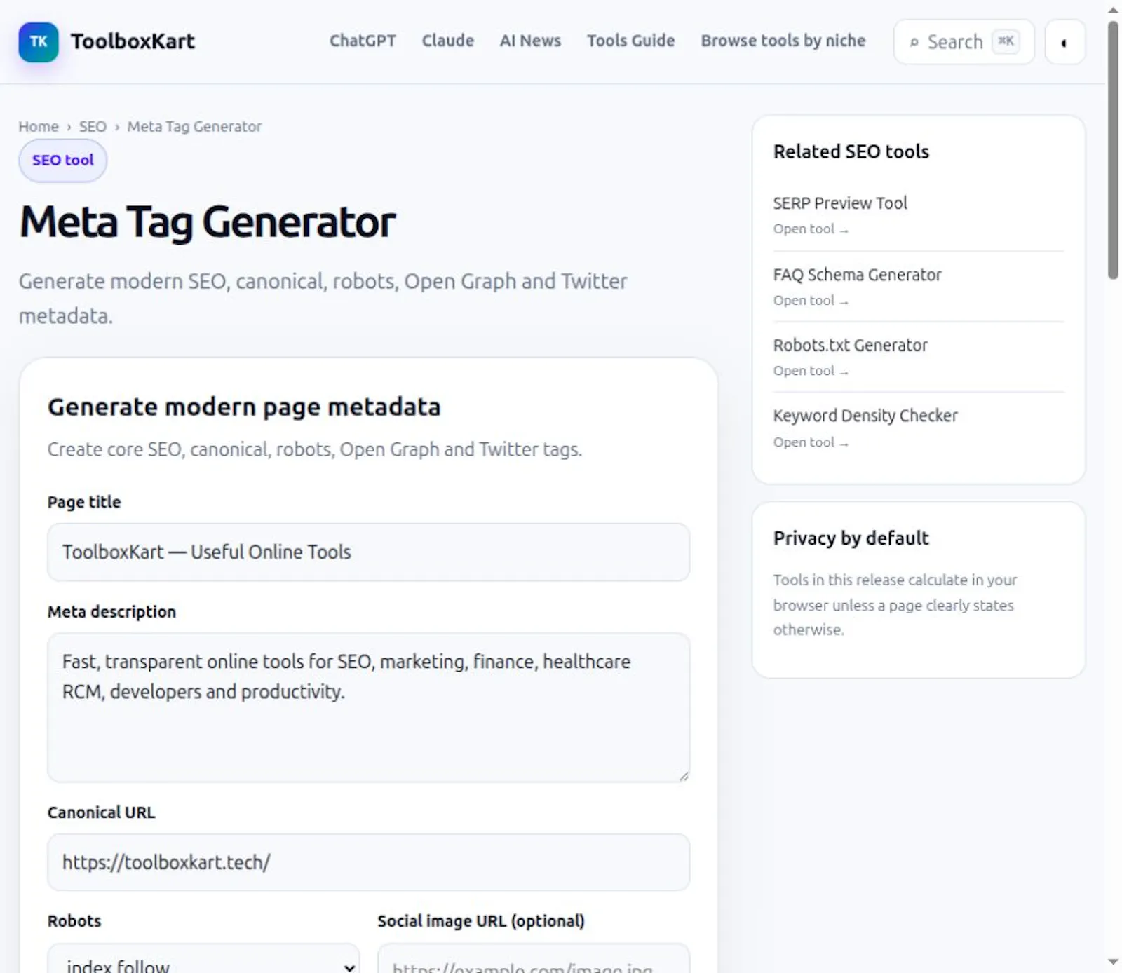 Meta Tag Generator screenshot 1
