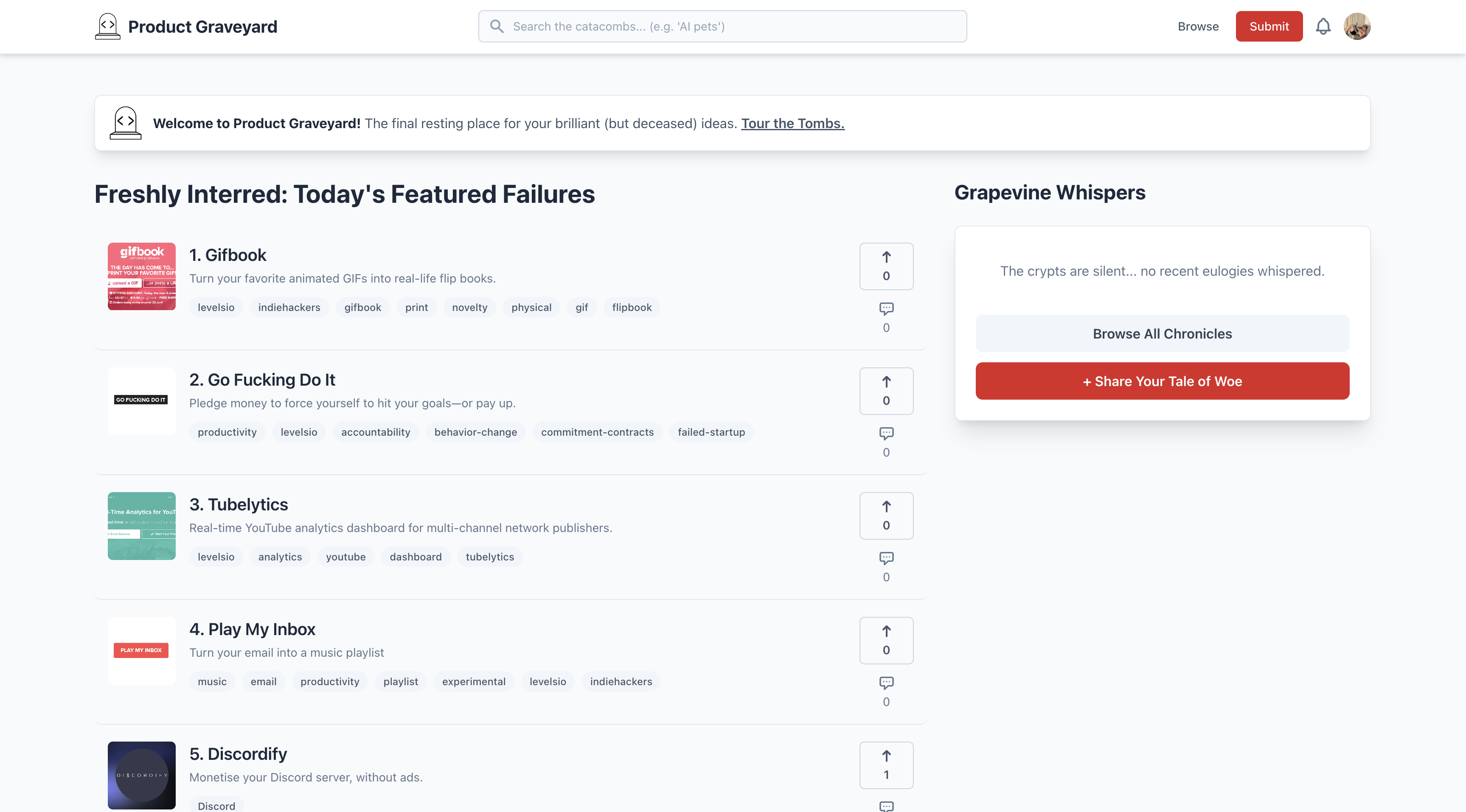 Product Graveyard screenshot 1