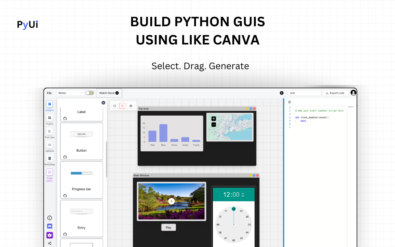 Pyuibuilder - Python Gui Builder - Python GUI'nizi Canva gibi oluşturun, sürükle ve bırak kullanarak medya 2