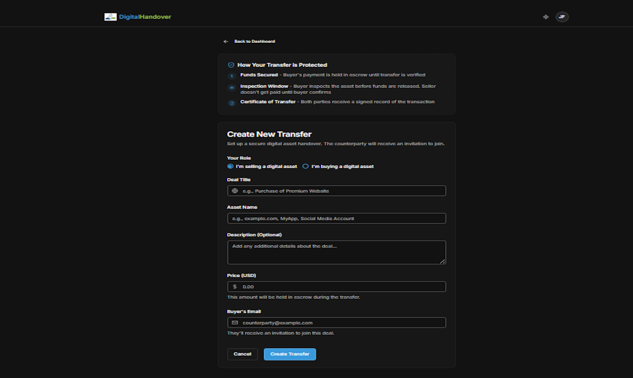DigitalHandover - Screenshot 3 showing product features and functionality