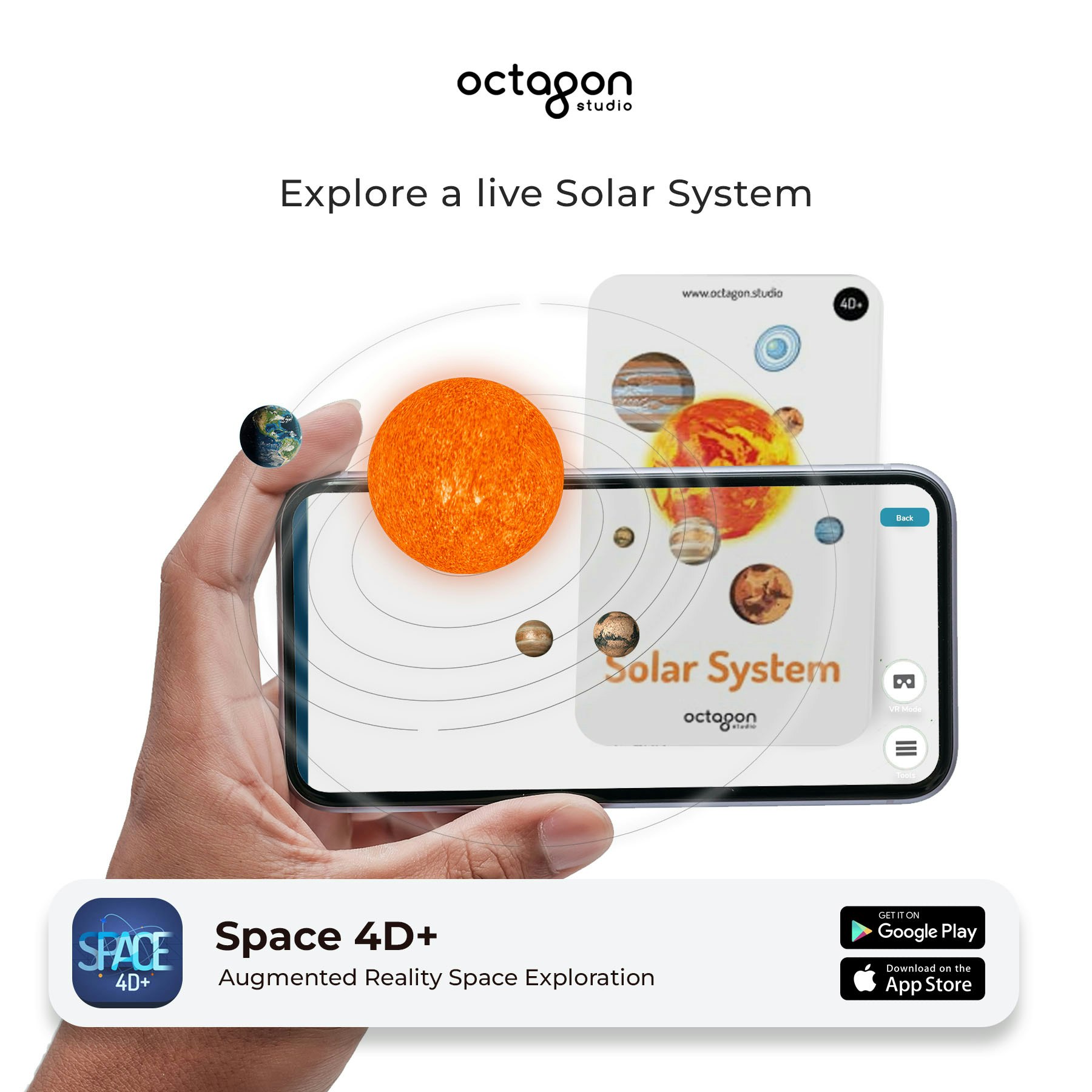 Mídia 3 de Cartões de realidade aumentada do espaço 4D - Explodir para o espaço sideral em realidade aumentada