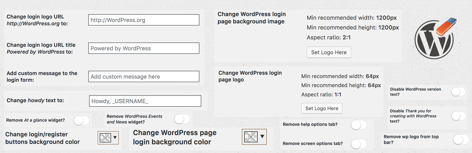 WordPress dashboard customizer free plugin (mm dashboard customizer) gallery image