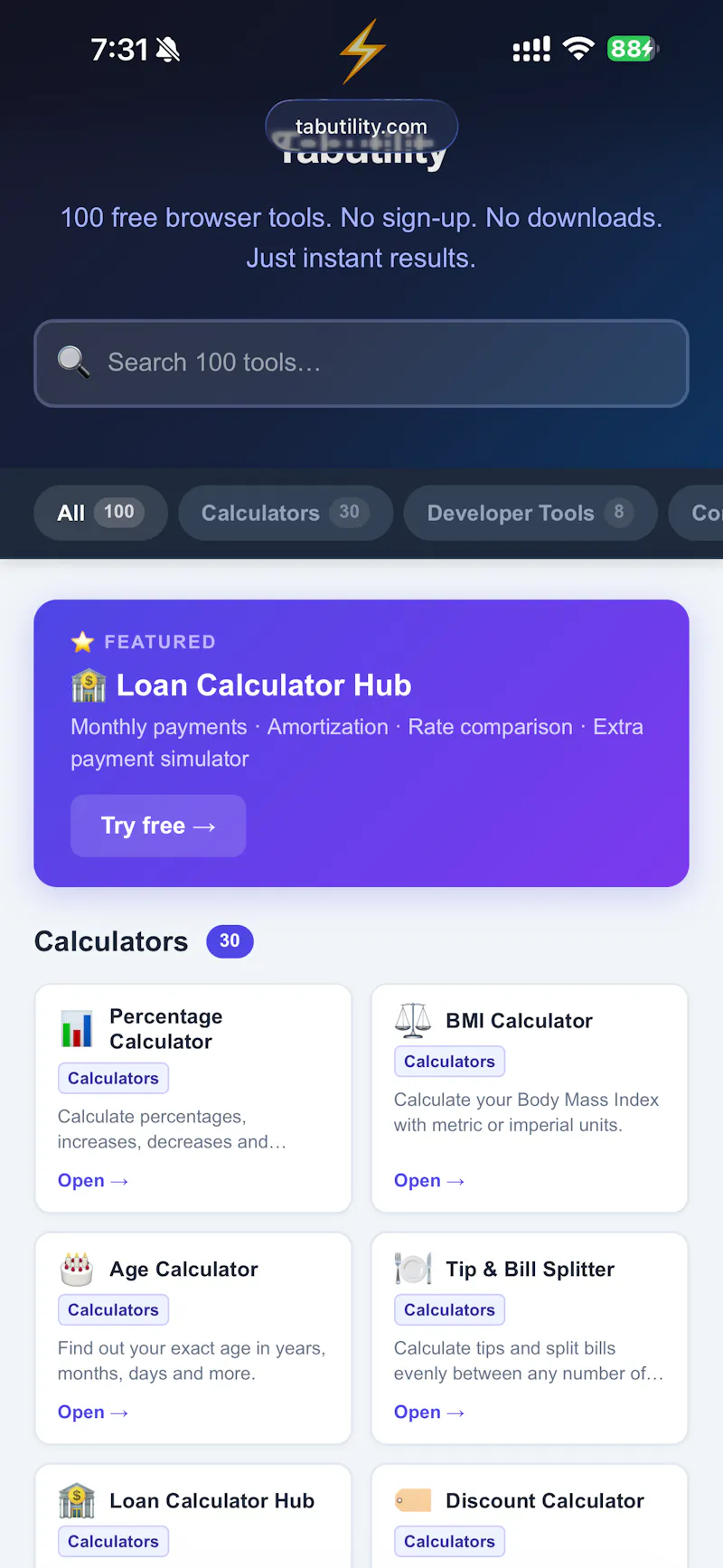 Tabutility screenshot 1