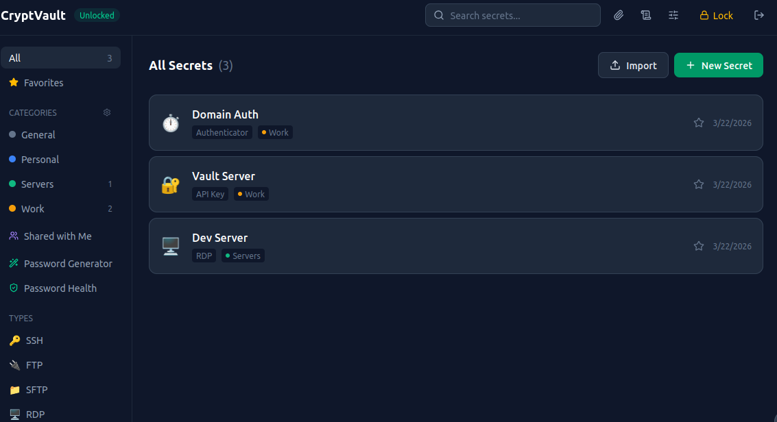 CryptVault — Encrypted Secrets Manager gallery image