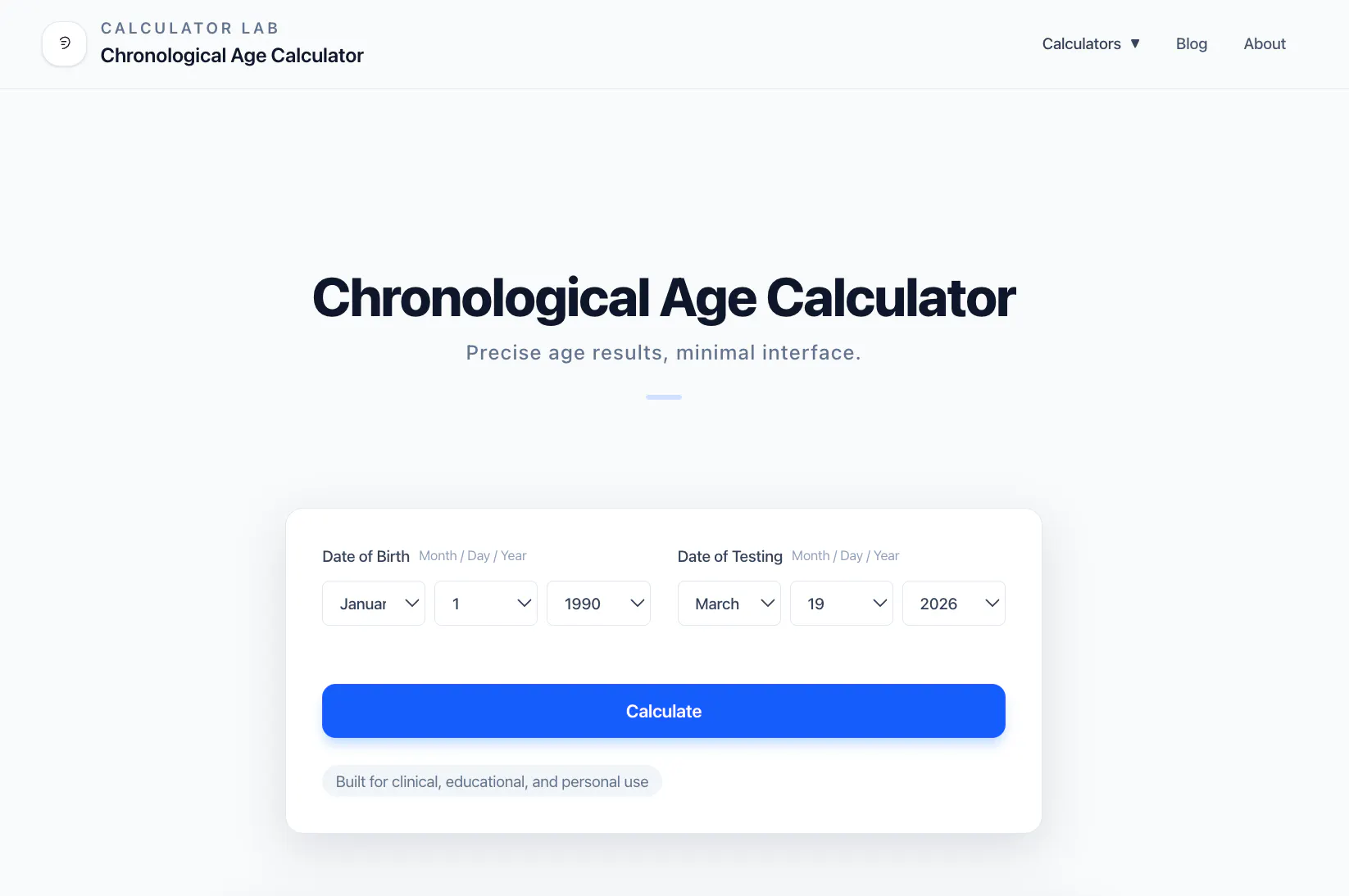chronological age calculator 제품 배너