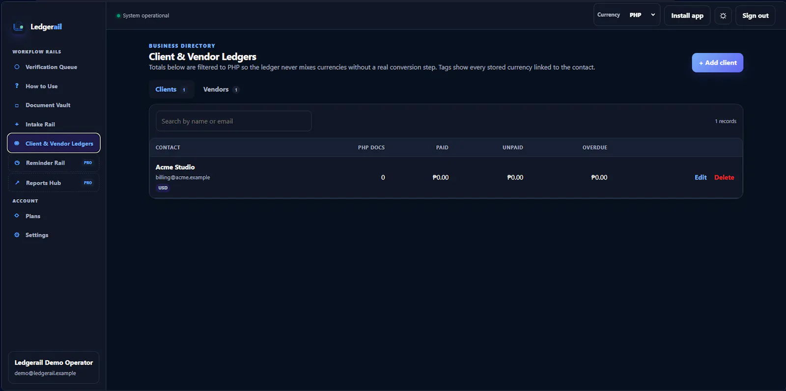 Ledgerail screenshot 6